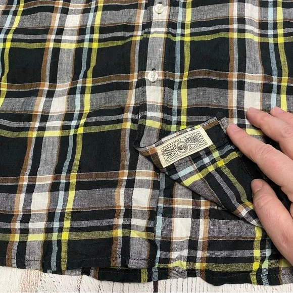 L.L. Bean Signature Linen Plaid Button-Down Shirt Slim Fit Medium - Picture 10 of 12